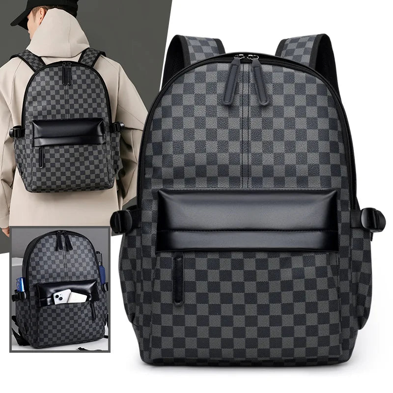 Qme Plaid Men's Business Commuter Backpack | 20–35L Laptop Bag Men's Commuter Backpack Qme