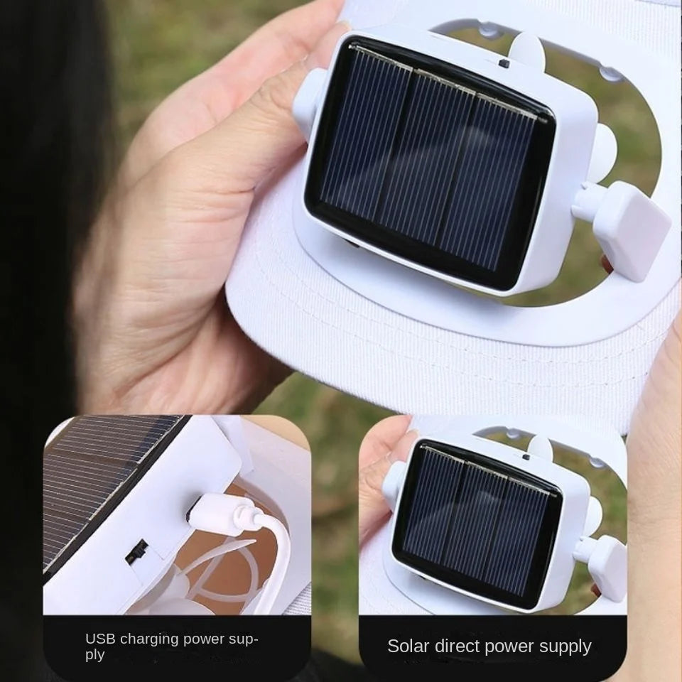 Solar USB Rechargeable Fan Hat – Outdoor Sun Protection Solar Fan Hat Qst