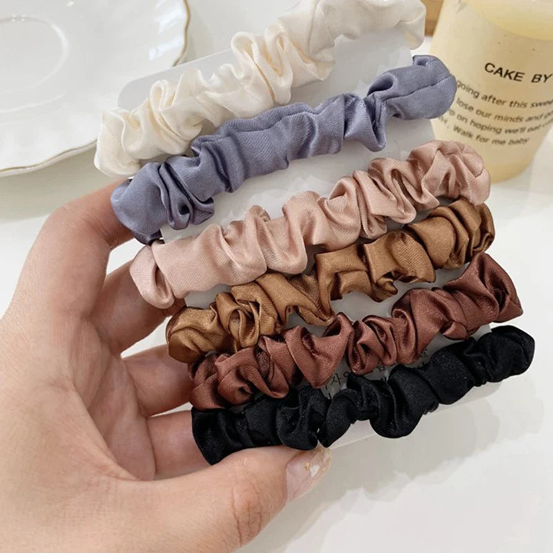 6-Pack Satin Scrunchies – Elastic Hair Ties for Women & Kids Satin Scrunchies Qst One Size