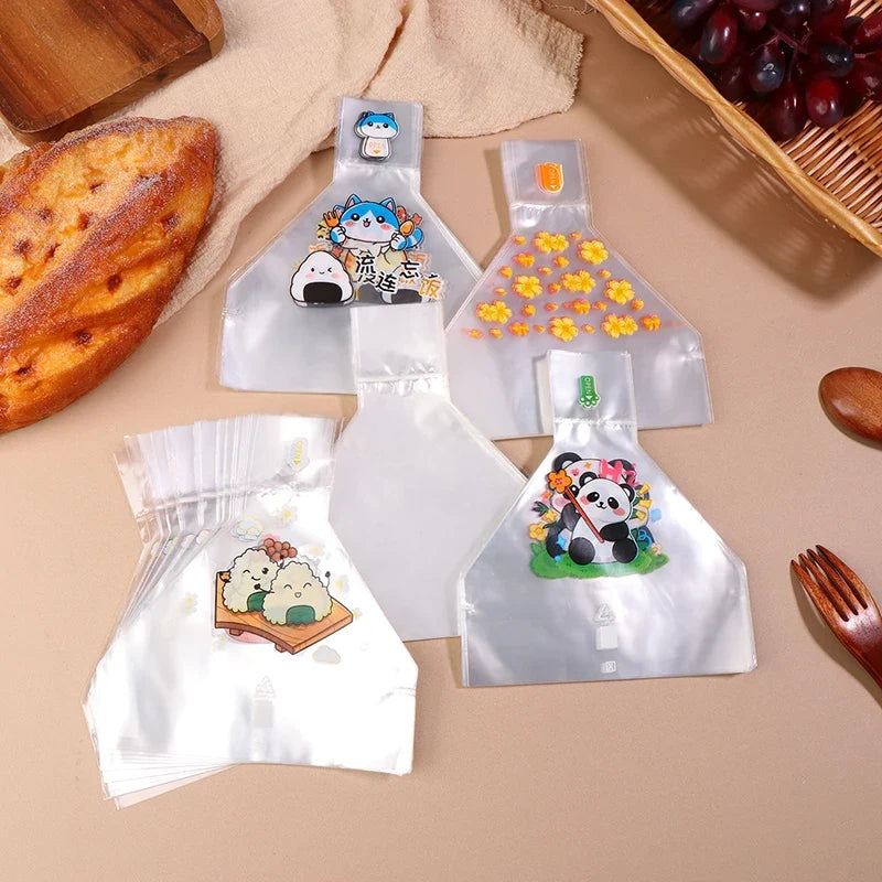 Cartoon Onigiri Triangle Rice Ball Disposable Bags 50pcs Onigiri Packaging Bags Qme