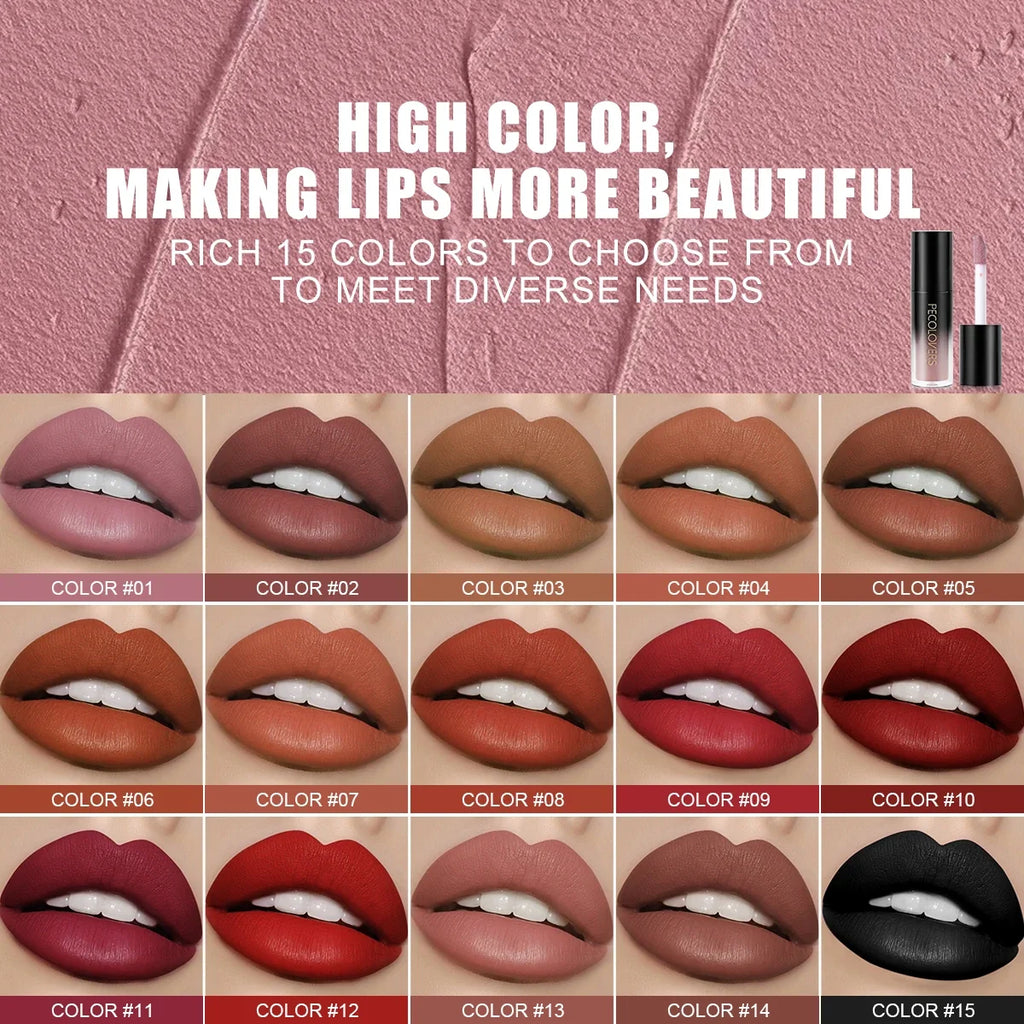 Matte Velvet Lip Gloss – Waterproof & Long-Lasting, 31 Shades Matte Lip Gloss Qme
