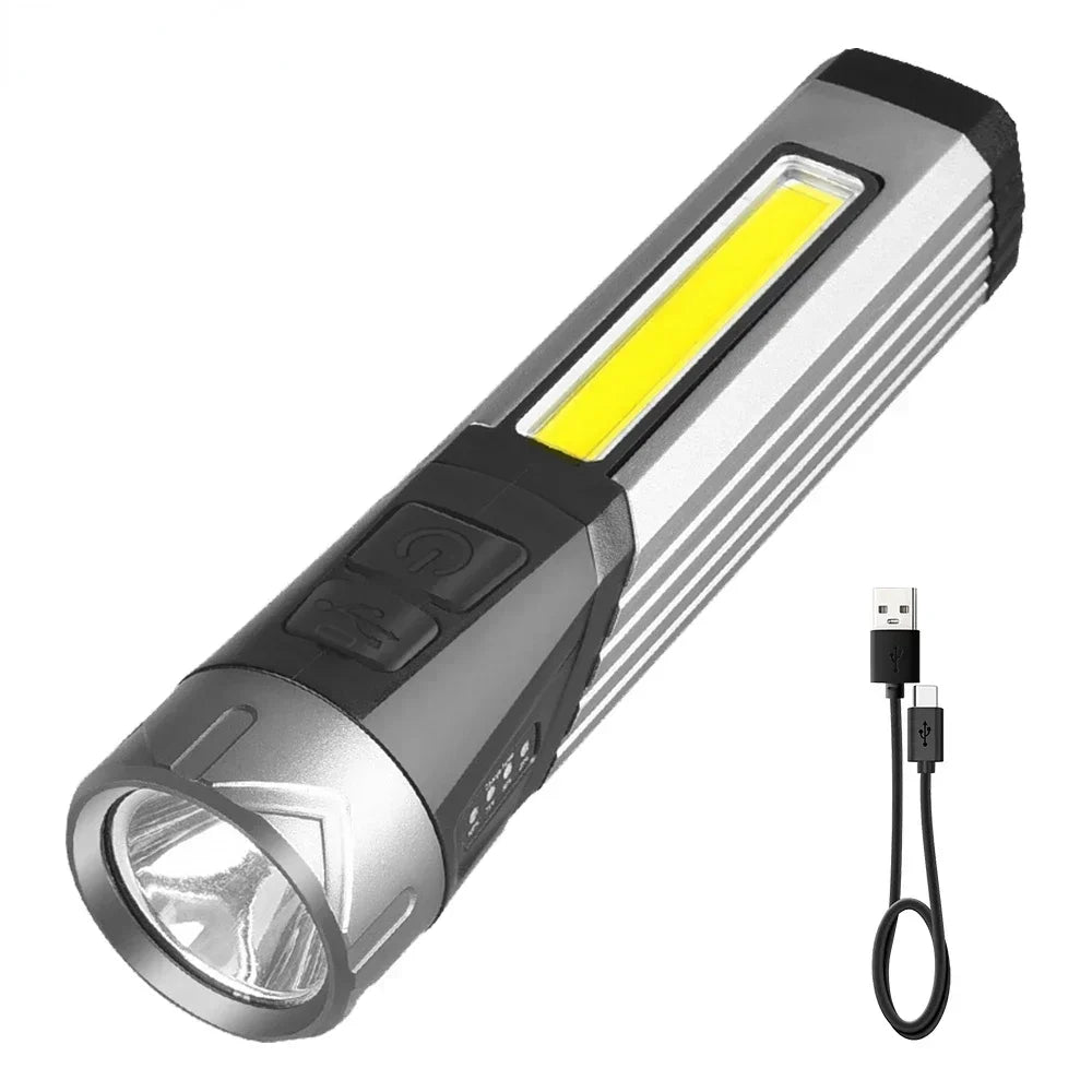 1000LM Rotatable LED Flashlight USB-C Rechargeable Magnetic Light LED Work Flashlight Qst 1PCS