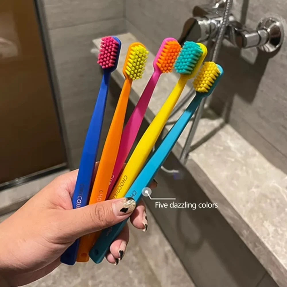 Ultra Soft Toothbrush 5-Pack – Colorful Adult Tooth Brushes Manual Toothbrush Set Qme