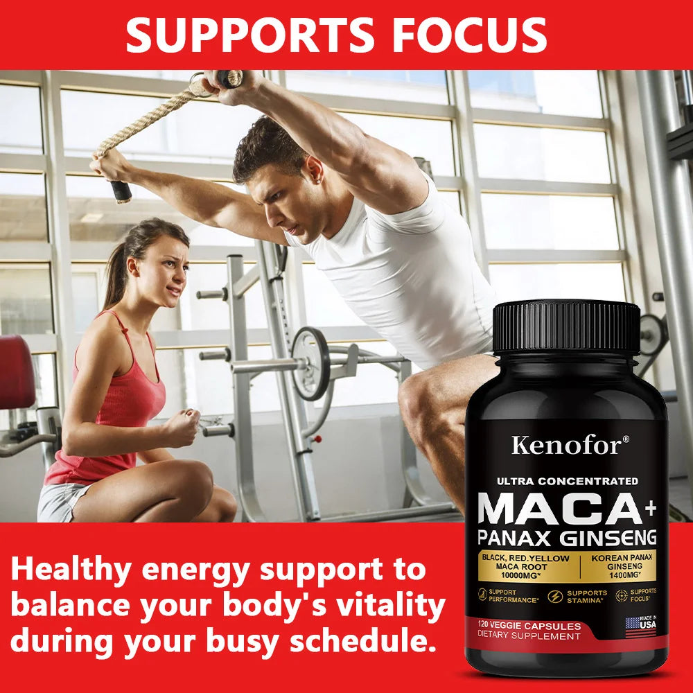 Organic Maca Root Capsules 1500mg – Triple Blend Vegan Herbal Supplement Qst