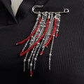 Retro Beaded Fringed Chain Brooch Pin – Exaggerated Style Beaded Brooch Pin Qme Default Title