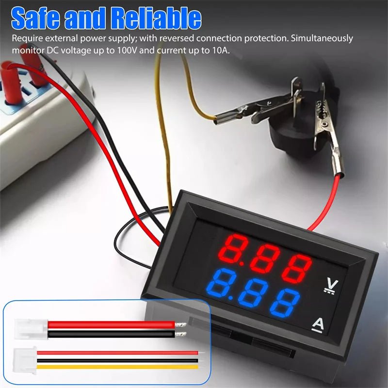 0-100V 10A Dual Display Digital Voltmeter Ammeter Panel Meter Digital Panel Meter Qme