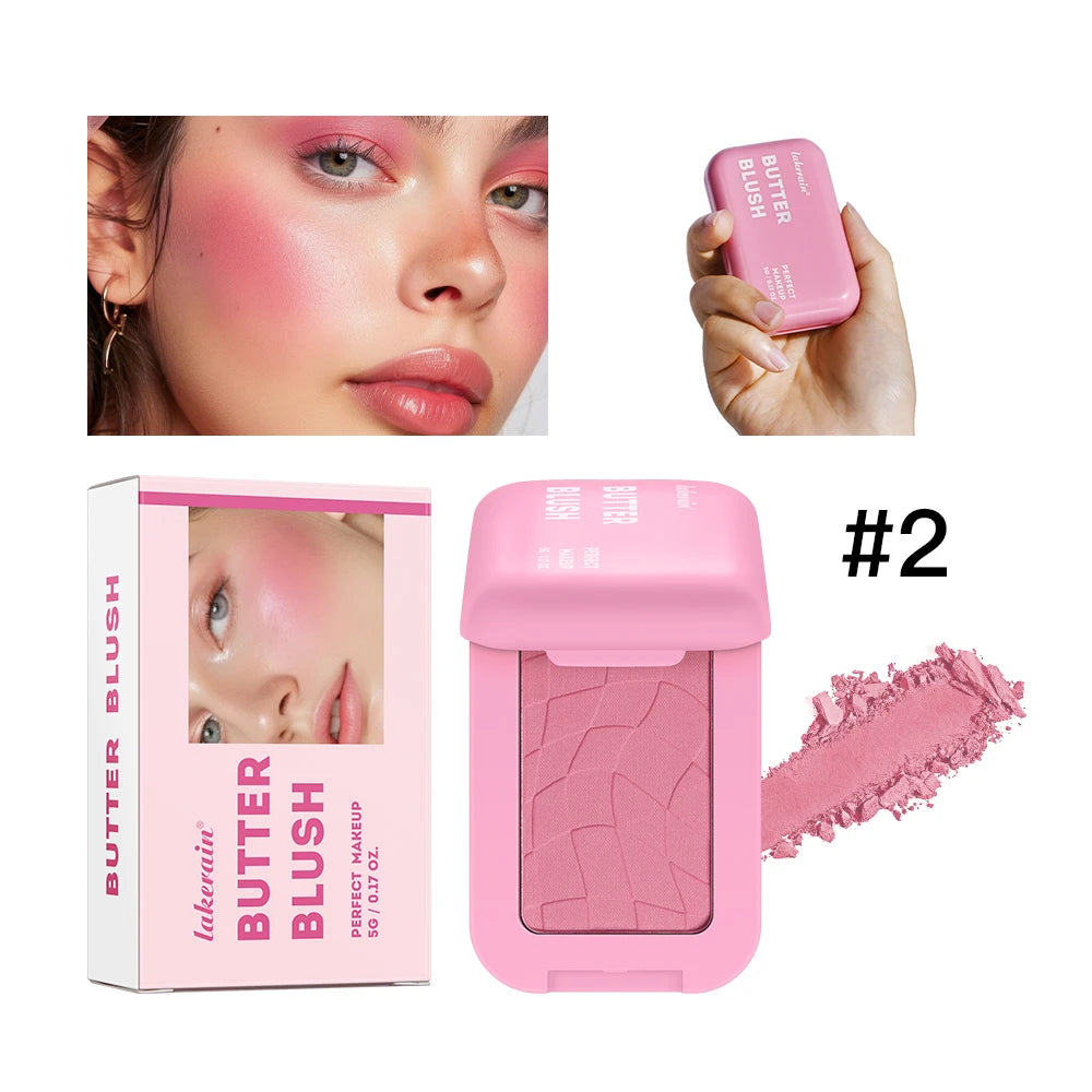 Lakerain Pink Matte Butter Blush – High Pigment, 12Hr Wear Face Blush Powder Qst 2