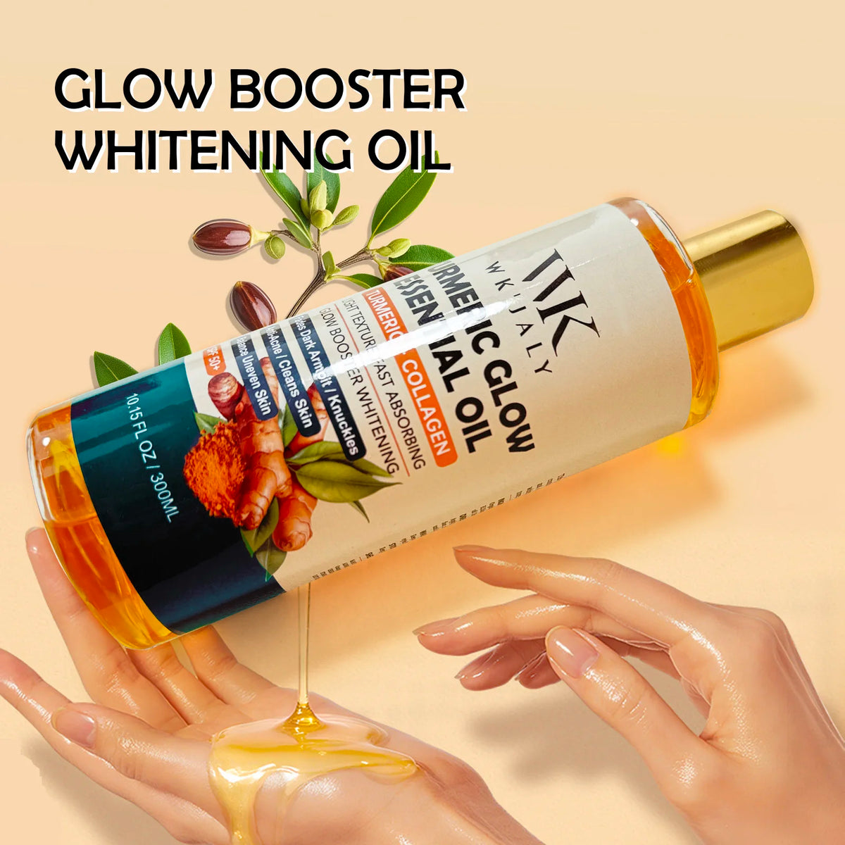 WK'JALY Turmeric Brightening Body Oil – Even Skin Tone 500ml Brightening Body Oil Qst Pack of 1 United States