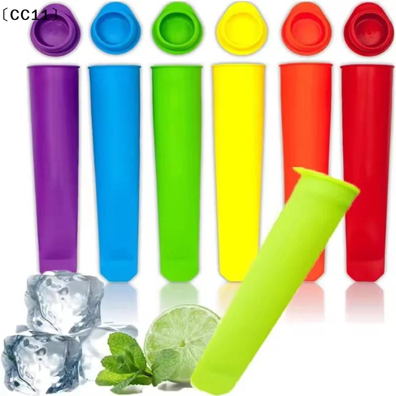 Reusable Silicone Popsicle Molds with Lids – Leak-Proof Set of 6 Popsicle Mold Set Qme