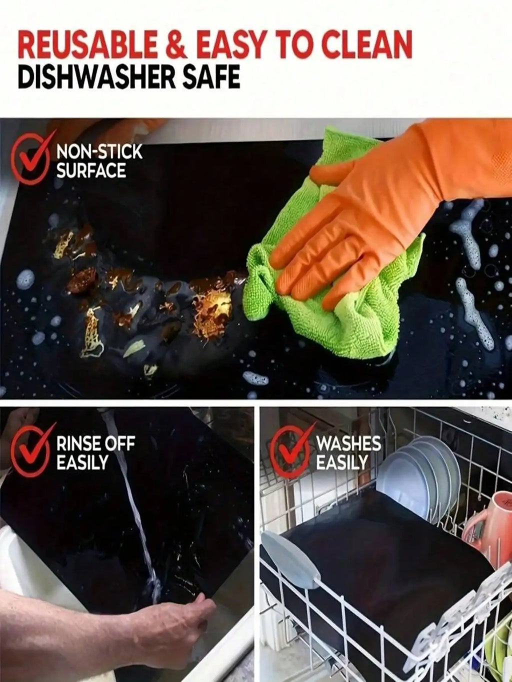 Silicone Non-Stick Oven Mat Liner – Thick Heavy Duty Silicone Oven Liner Qme