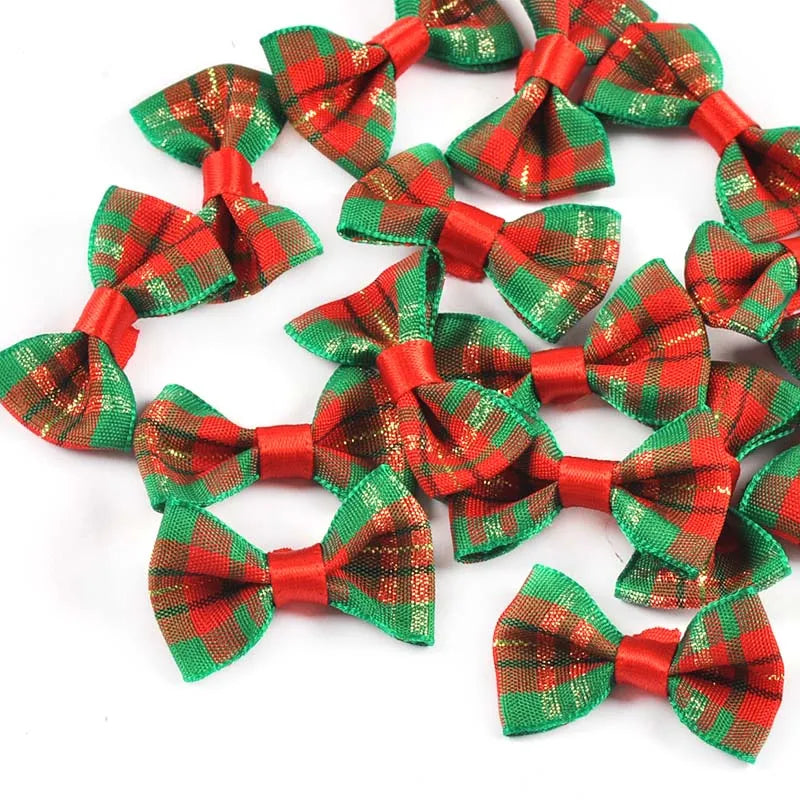 Mixed Christmas Bows Handmade Bowknot Ribbons – 30pcs Craft Decor Christmas Craft Bows Qme