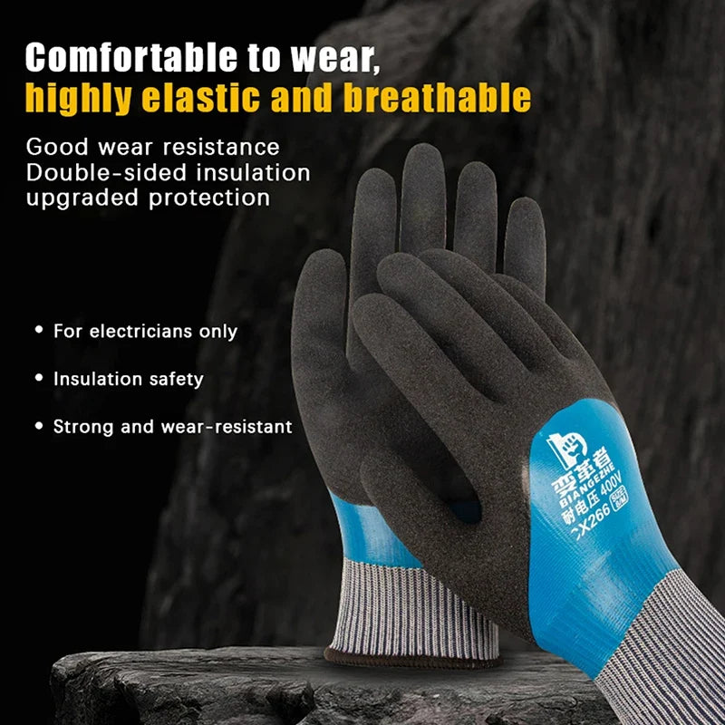 Rubber Insulated Electrical Gloves 400–1000V | Work Safety Insulated Work Gloves Qme