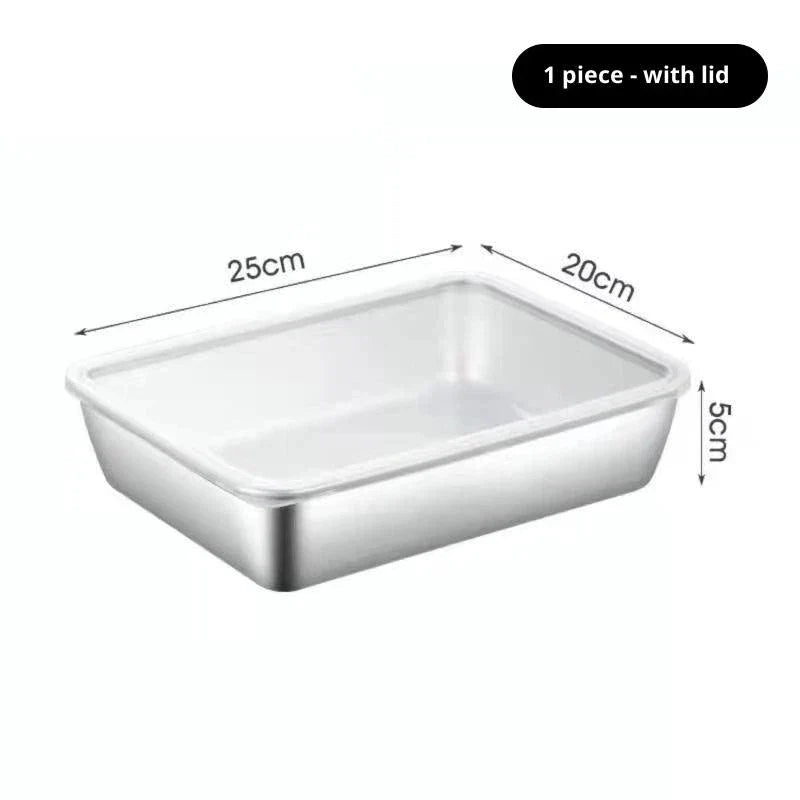 304 Stainless Steel Food Storage Boxes Set with Lids – 3 Pc Food Storage Containers Qme 7