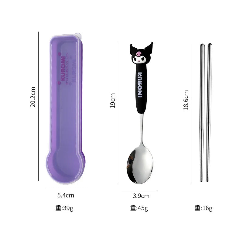 Hello Kitty Kuromi Spoon & Chopsticks Portable Cutlery Set Portable Cutlery Set Qme 3