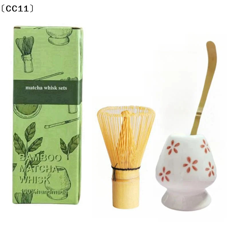 Japanese Matcha Tea Set – Bamboo Whisk, Teaspoon & Spoon Matcha Tea Set Qme
