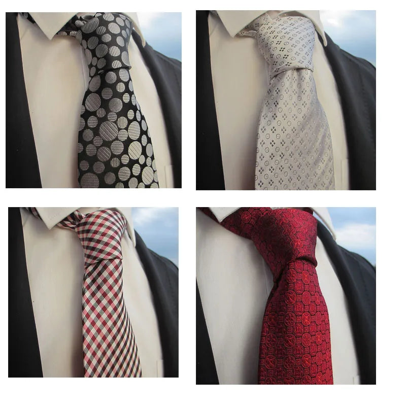 Men's Silk Plaid Wide Necktie – Silver Grey Luxury Tie Silk Necktie Qme