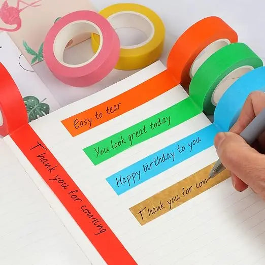 Colored Masking Tape 2.5cm x 15M – 12 Colors, Clean Removal Colored Masking Tape Qme
