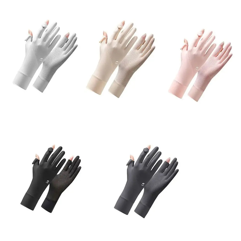 Ice Silk Sun Protection Gloves – Touchscreen Fingerless UV Block Sun Protection Gloves Qme