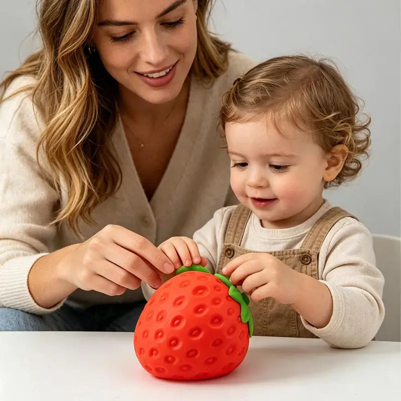 Giant Strawberry Slow Rising Squeeze Fidget Toy – Non-Toxic TPR Fidget Squeeze Toy Qme