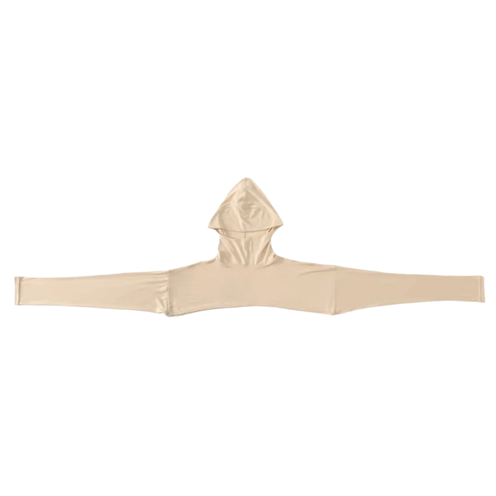 Polyester Hooded Capelet – Stretchy Long Arm Cape | 6 Colors Hooded Cape Qme Beige