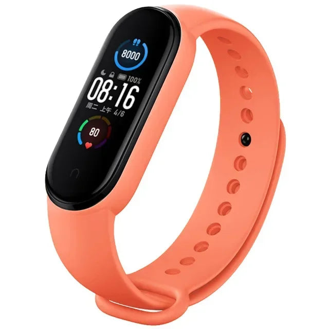 Silicone Strap for Xiaomi Mi Band 3 4 5 6 7 | 43 Colors Silicone Watch Strap Qme Orange Mi band 5 6 7