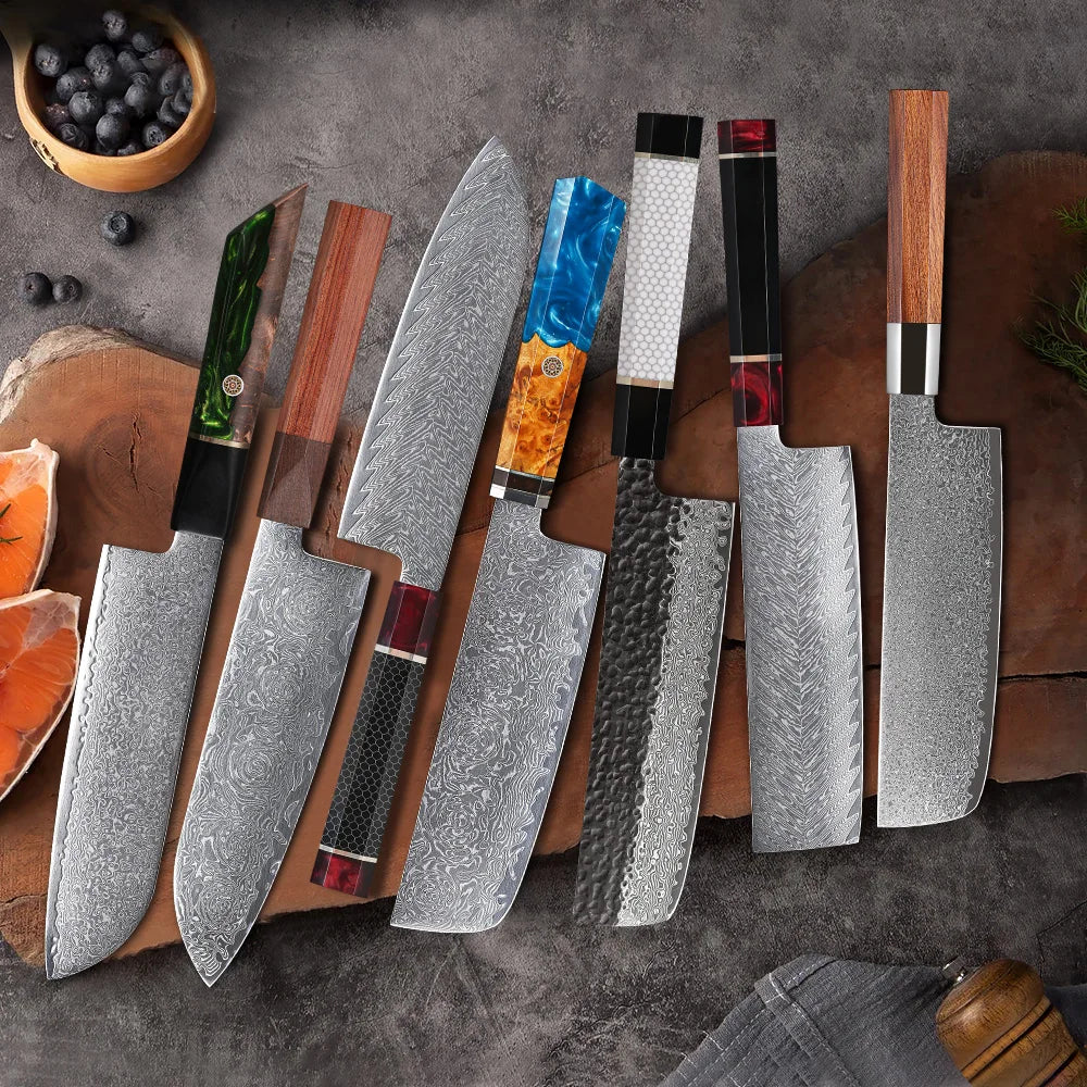 TURWHO Damascus Steel Blade Blank – DIY Nakiri Santoku Chef Knife Damascus Knife Blank Qst