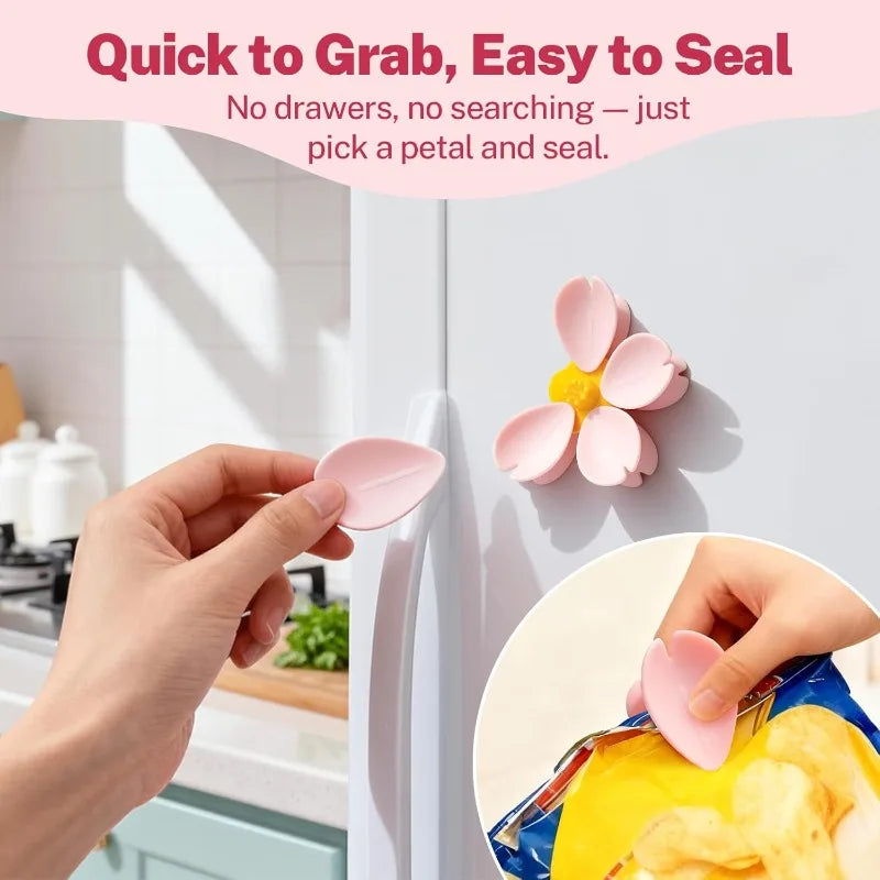 Sakura Magnetic Bag Sealing Clips – Petal Fridge Clips Set Magnetic Sealing Clips Qme