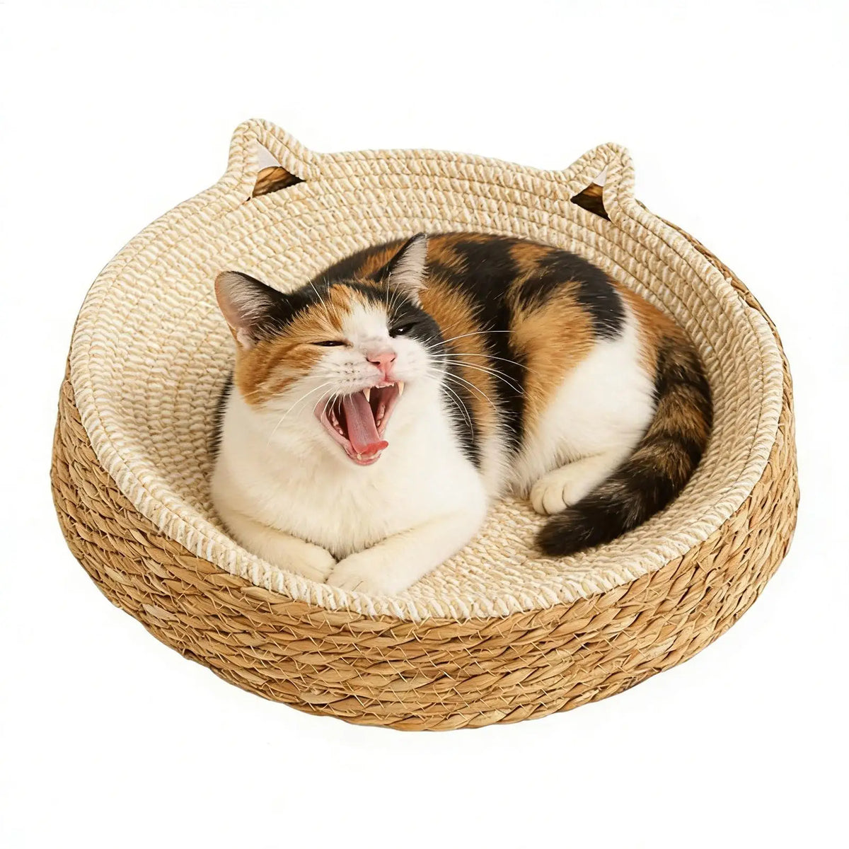 Boho Cotton Rope Cat Scratch Bowl Bed – Kitten Ear Design Cat Scratch Bed Qst
