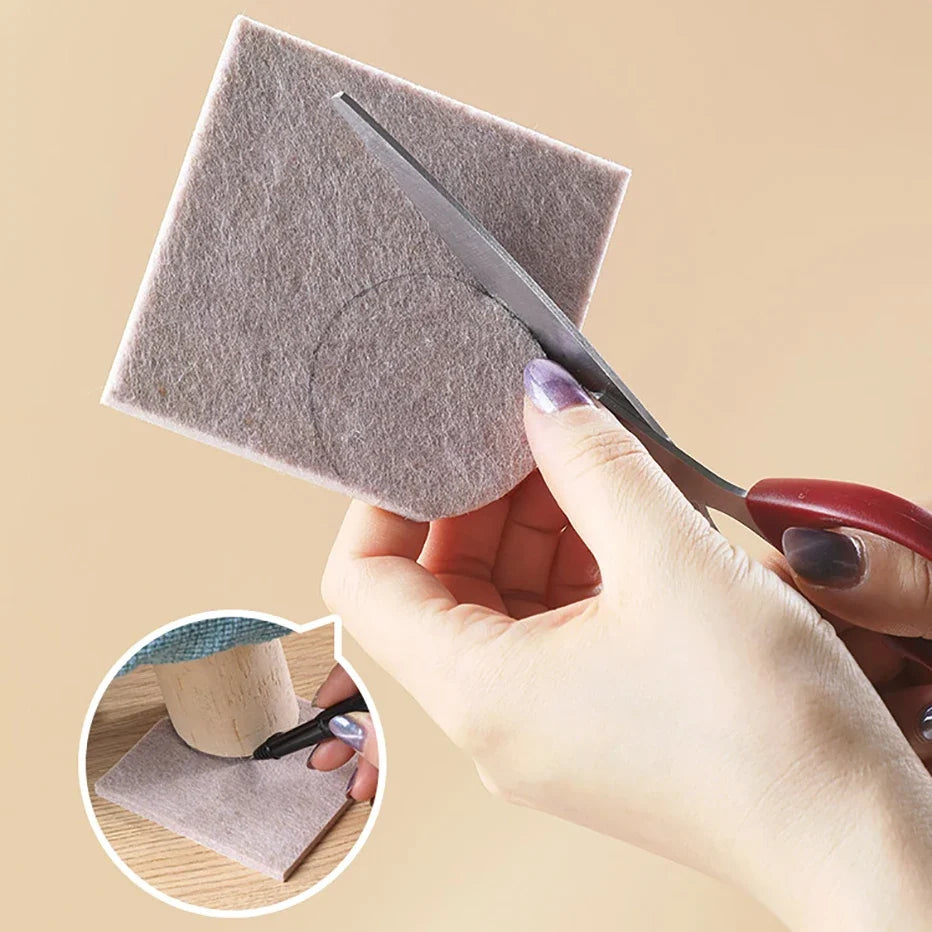 Felt Chair Leg Pads – Self-Adhesive Round & Square Floor Protectors Furniture Floor Protectors Qme