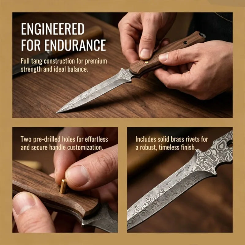 Damascus Steel Tea Needle Knife Blank – DIY Pu'er Tea Tool Tea Knife Blank Qst