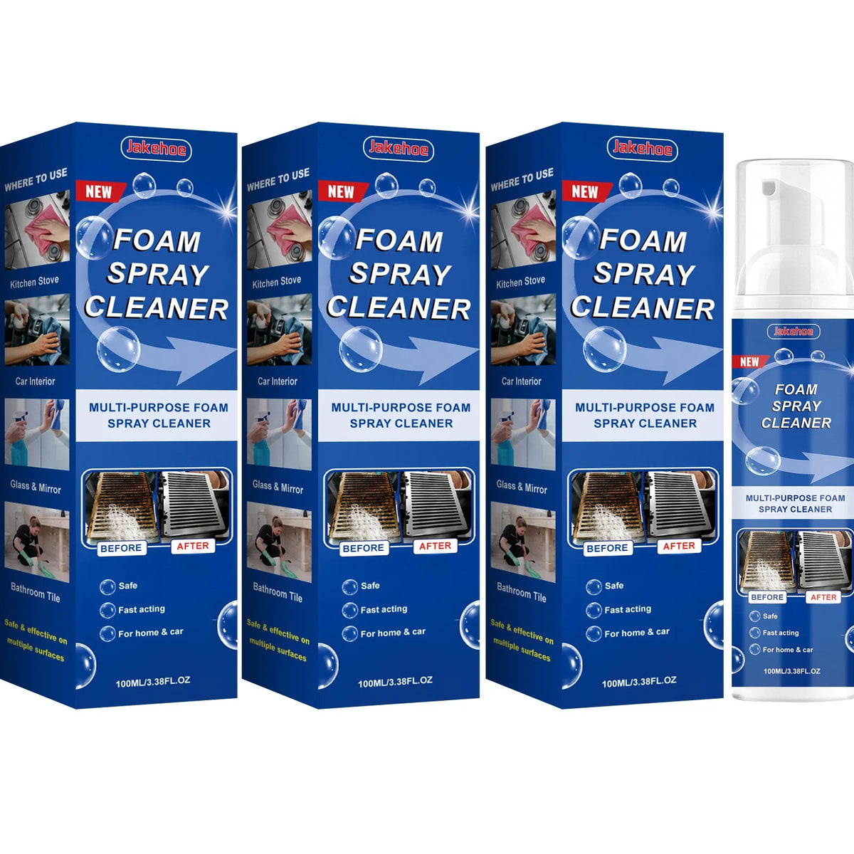 Multi-Purpose Foam Cleaning Spray – Grease & Stain Remover Foam Cleaning Spray Qme 3 x 100ML Boxed