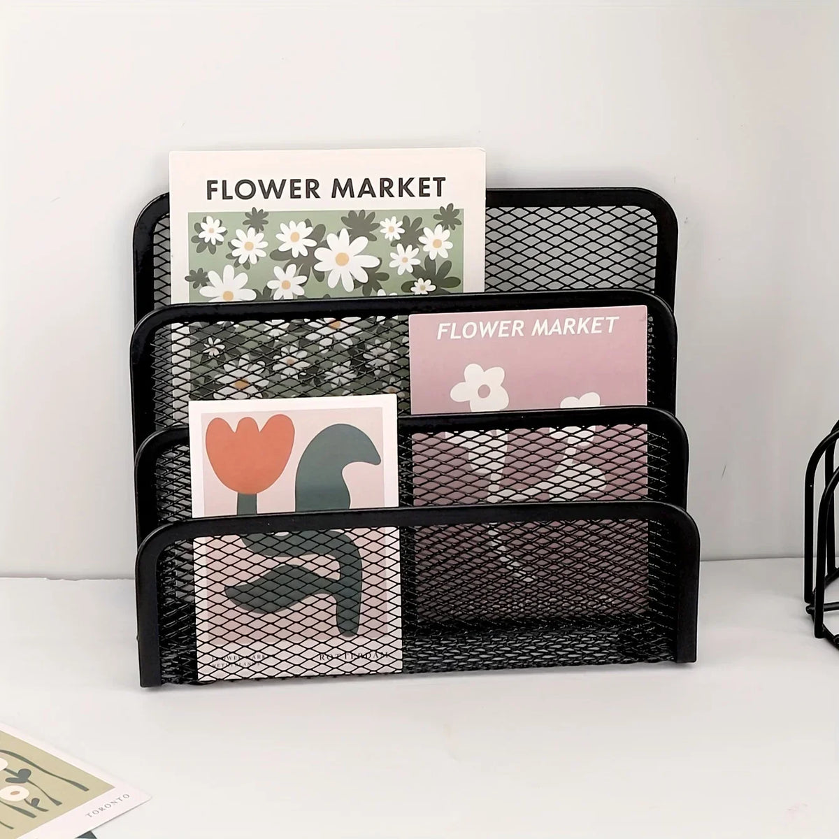 Metal Mesh Desk Organizer – Multi-Tier File & Letter Rack Desk File Organizer Qme