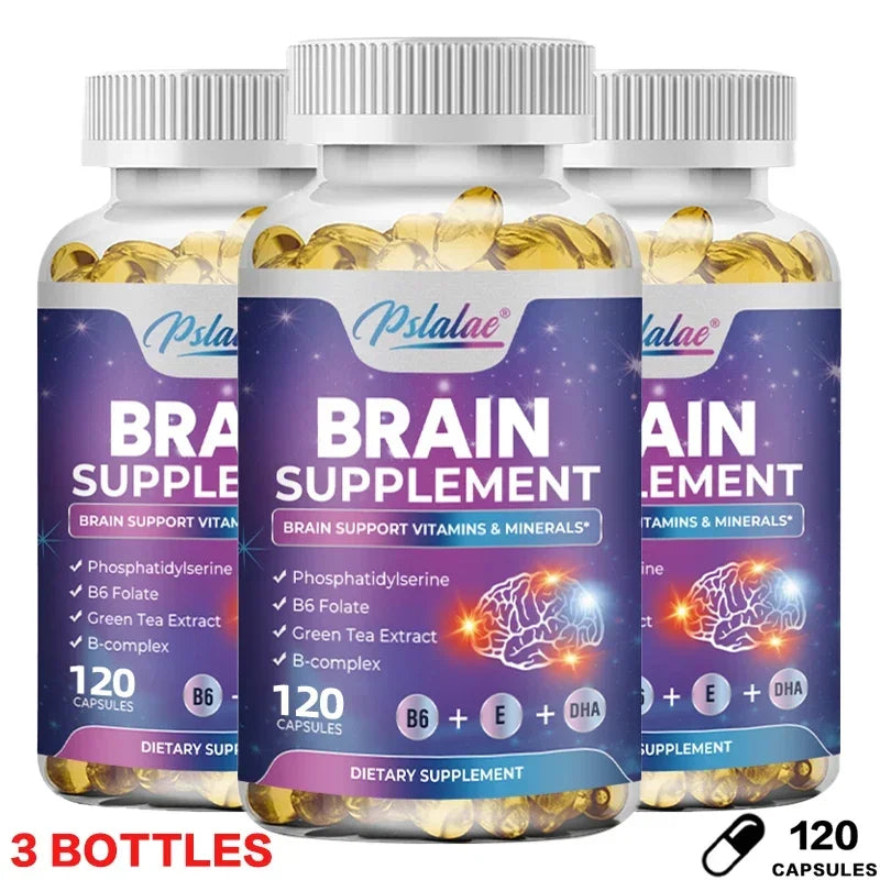 Vegan Brain Supplement – Memory, Focus & Cognitive Support Nootropic Supplement Qst 120 Capsule-3bottles