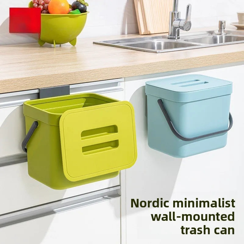 Under Cabinet Hanging Trash Can with Lid – Large Capacity Hanging Trash Can Qme