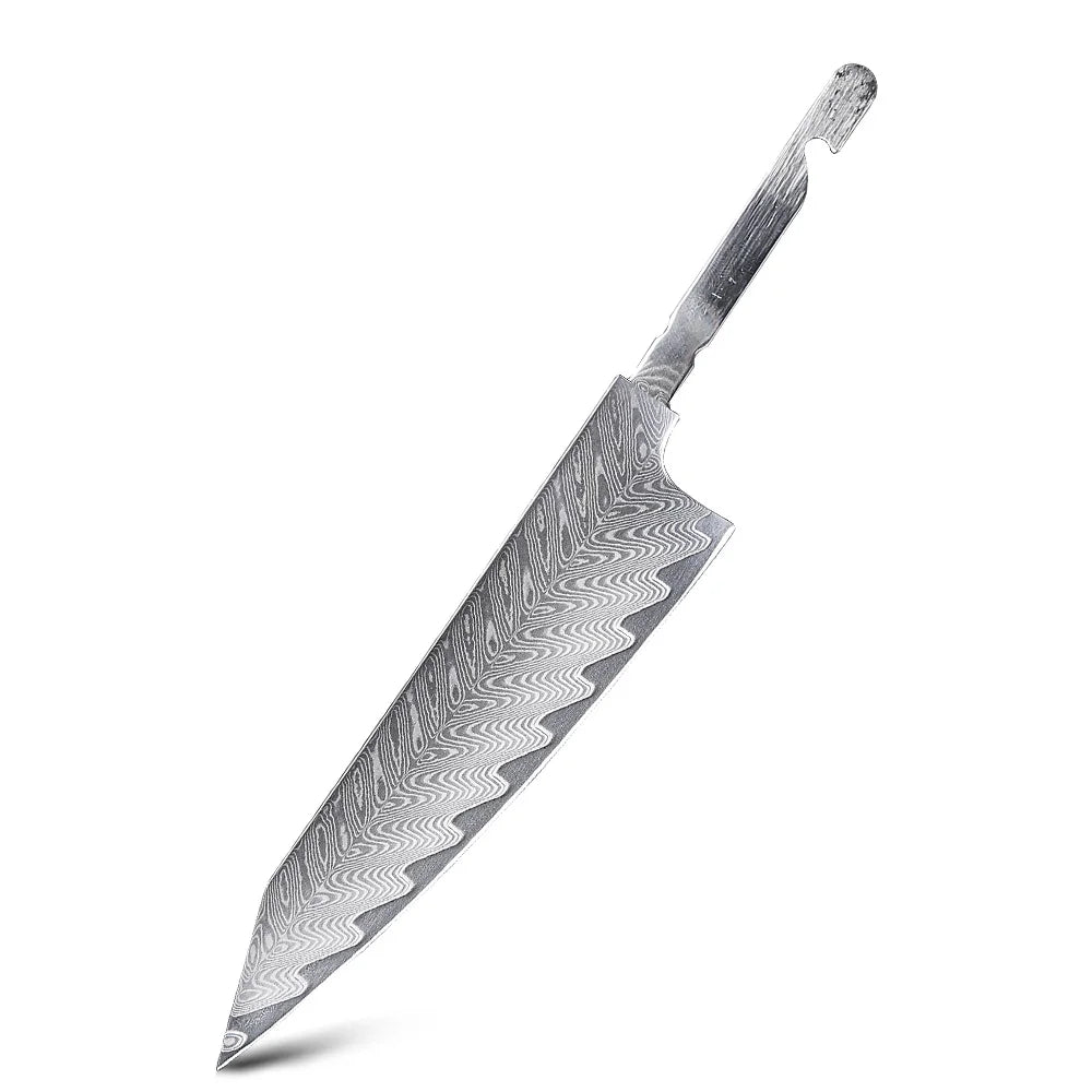 TURWHO Damascus Steel Chef Knife Blank & Octagonal Handle DIY Kit Knife Making Kit Qst Red