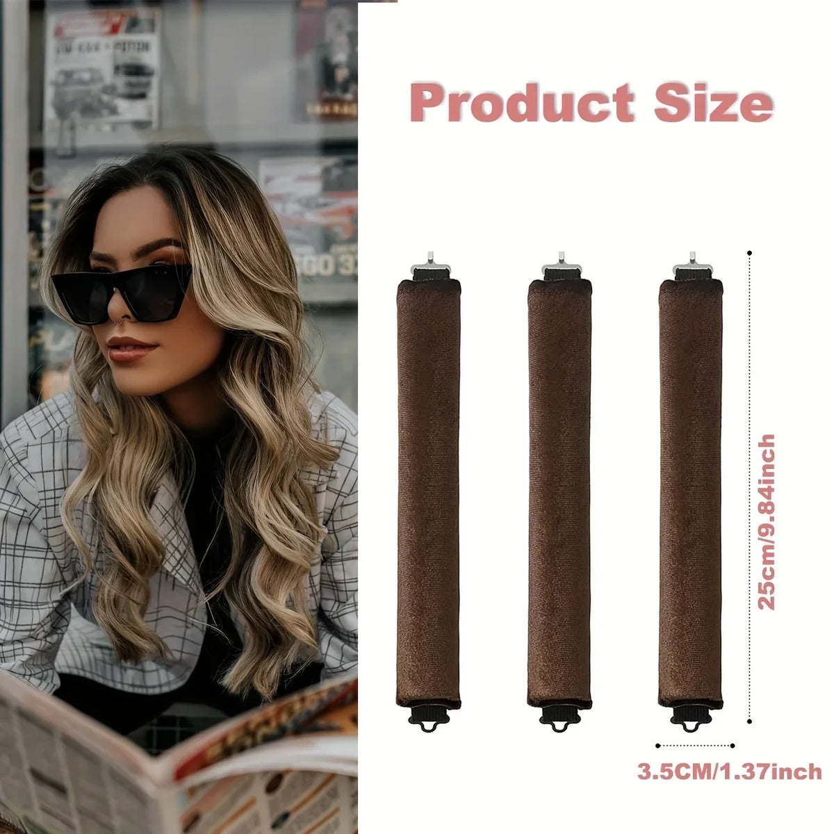 No-Heat Foam Curling Tool & Silk Scarf – Big Wave Setter Heatless Curling Tool Qme