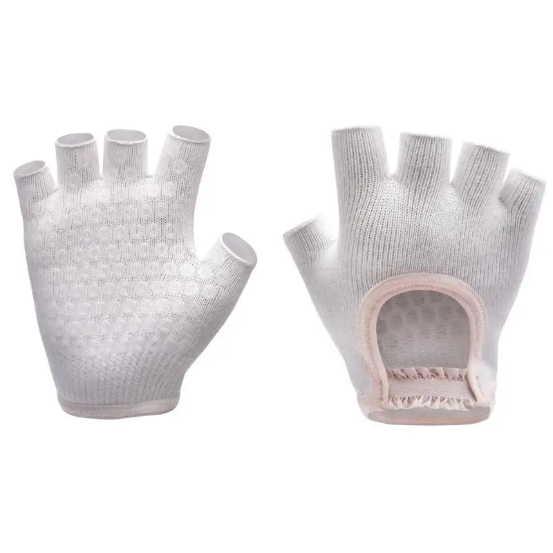 Half Finger Anti-Slip Yoga Fitness Gloves – Women's 1 Pair Fitness Gloves Qst White