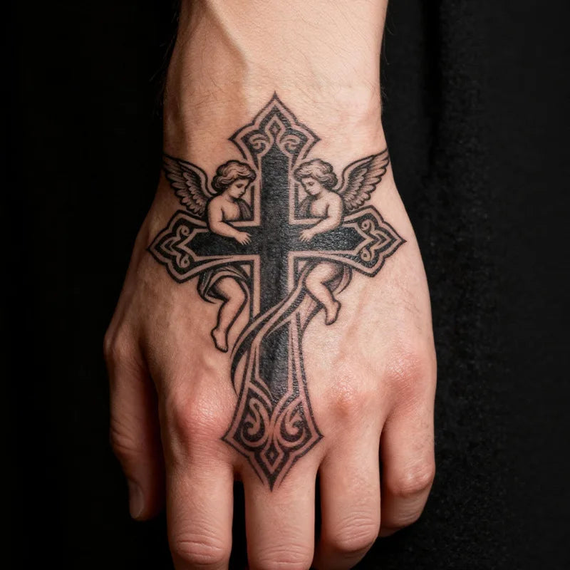 Cross Angel Herbal Semi-Permanent Temporary Tattoo | Waterproof Temporary Tattoo Qme