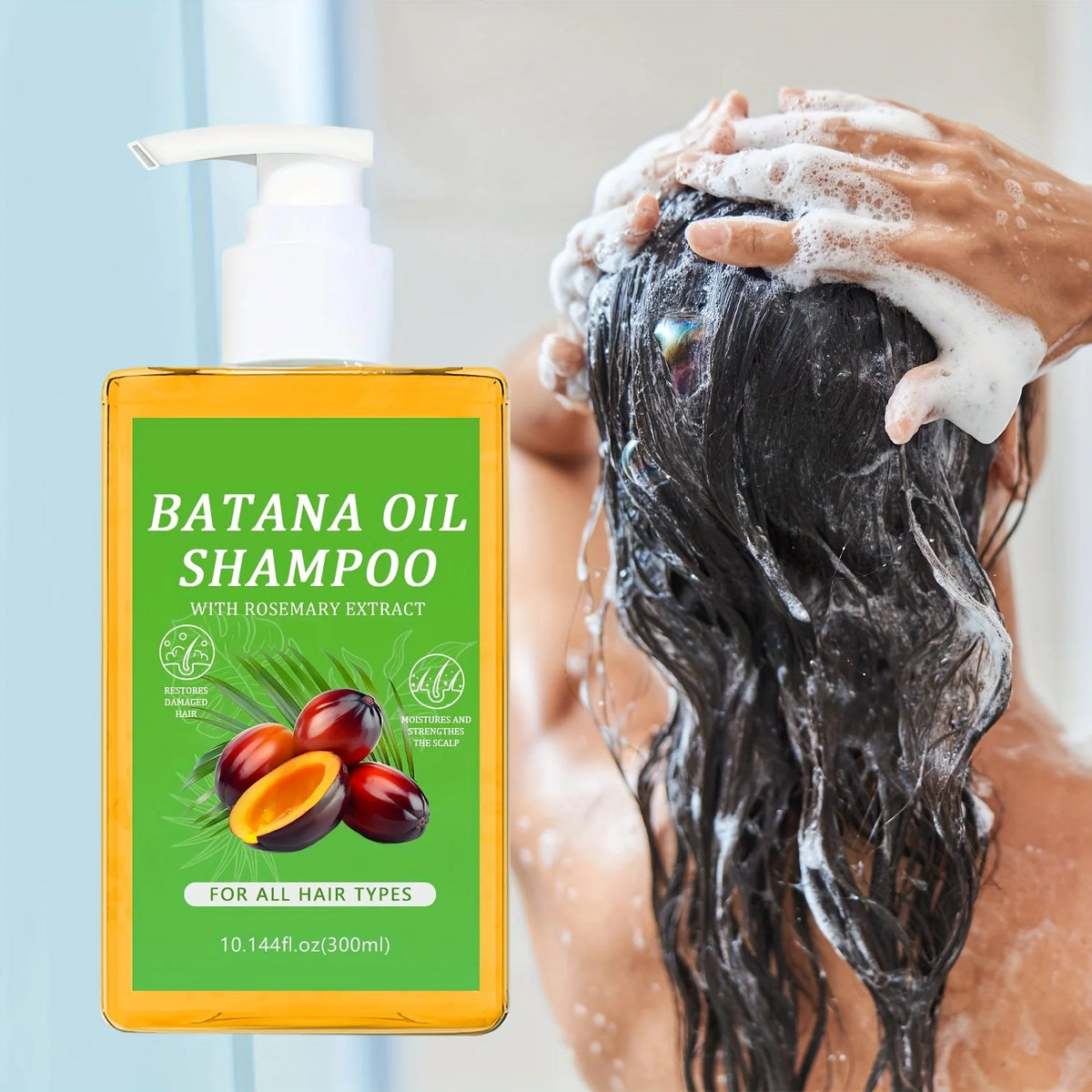 Organic Batana Oil Shampoo with Rosemary – All Hair Types Nourishing Shampoo Qst 300ml