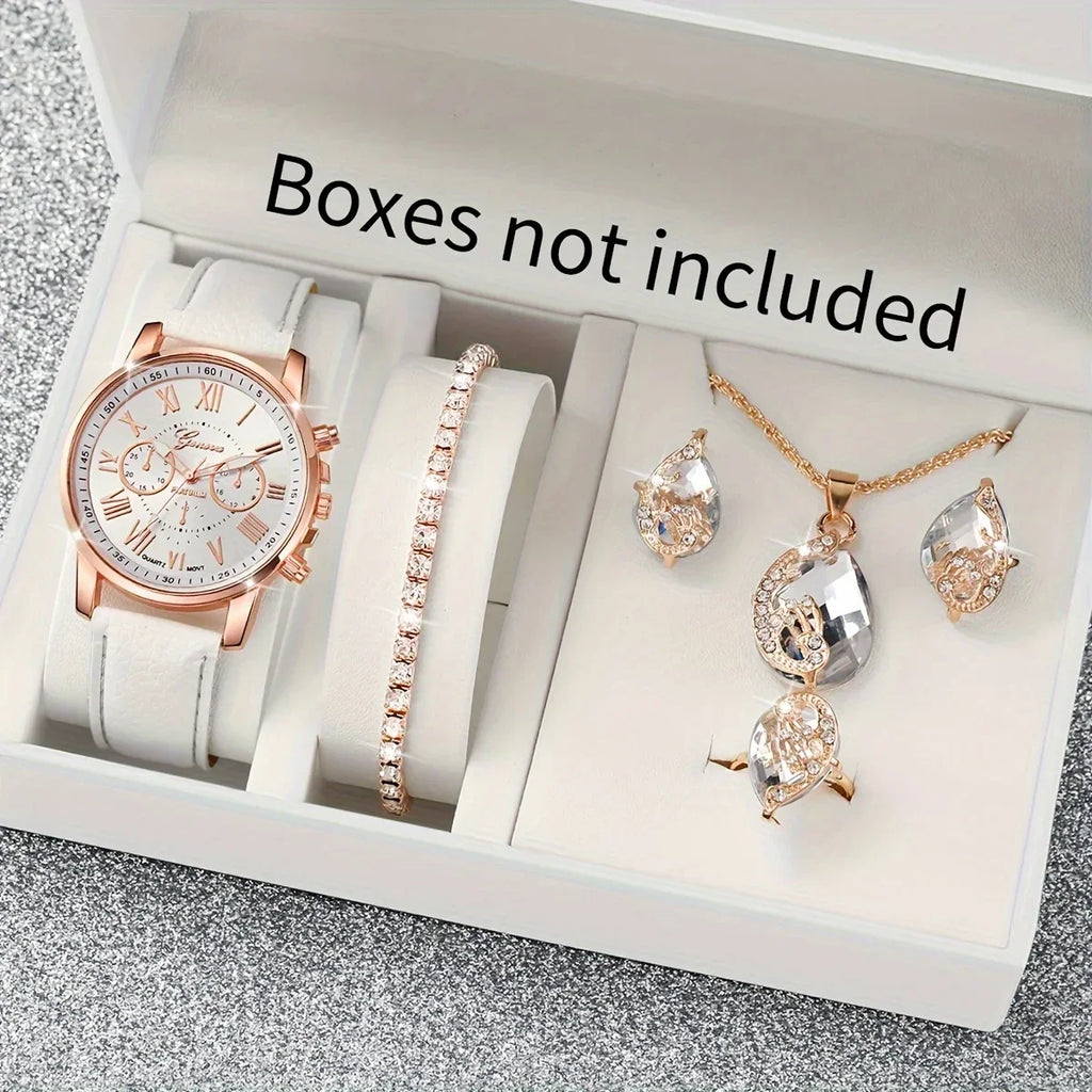White Round Quartz Watch – PU Leather Strap & Zinc Alloy Case Fashion Quartz Watch Qme