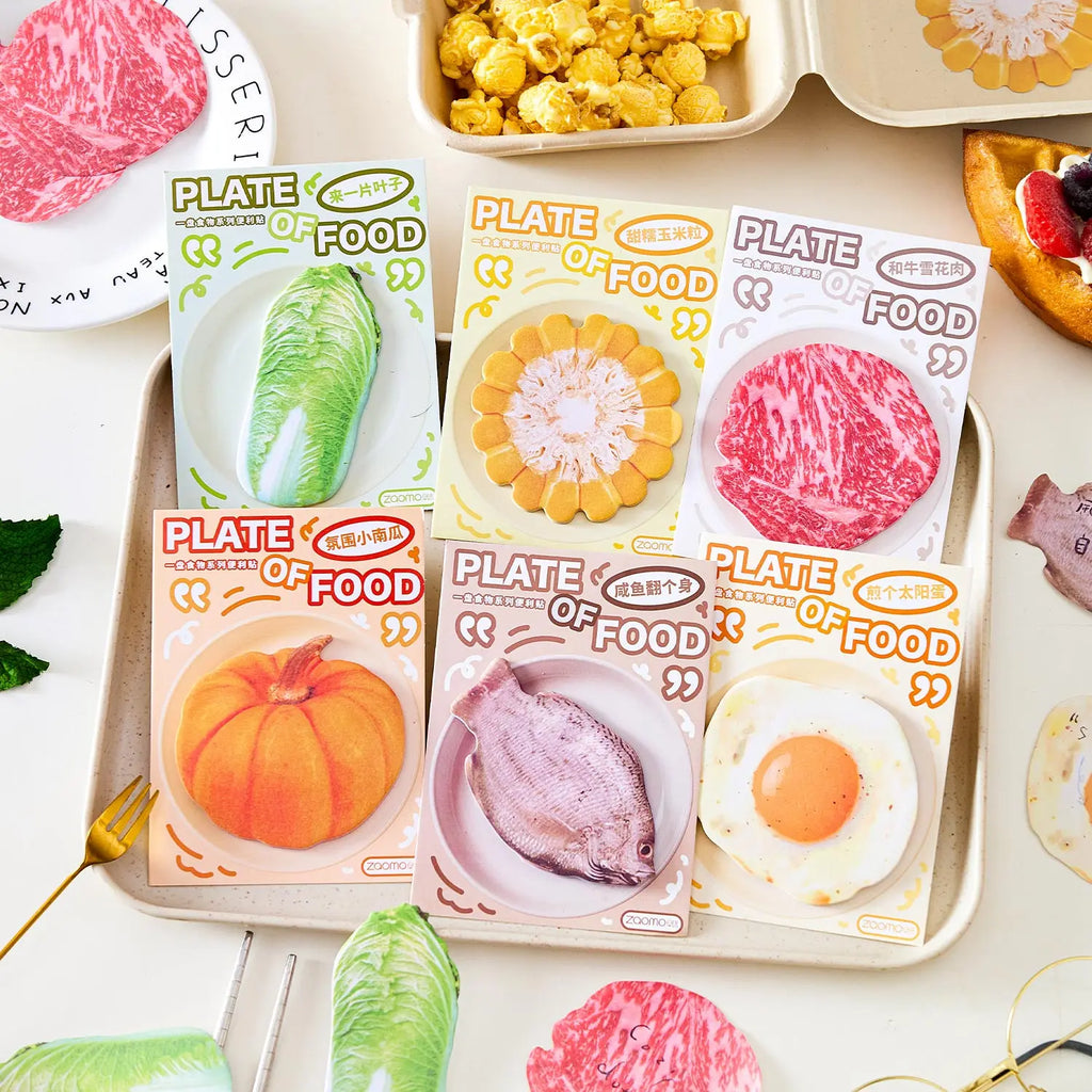 30pcs Kawaii Food Shape Sticky Note Pads | Cute Stationery Sticky Note Pads Qme