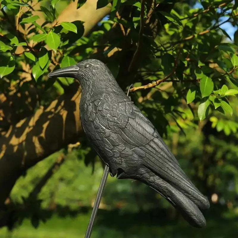 Realistic Crow Decoy Bird Deterrent – Weatherproof Garden Prop Bird Deterrent Decoy Qme
