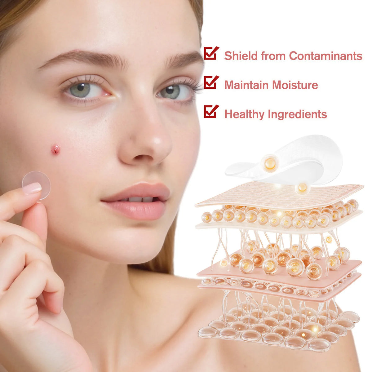 Hydrocolloid Acne Patches 96-Count – Invisible Spot Treatment Acne Spot Patches Qst