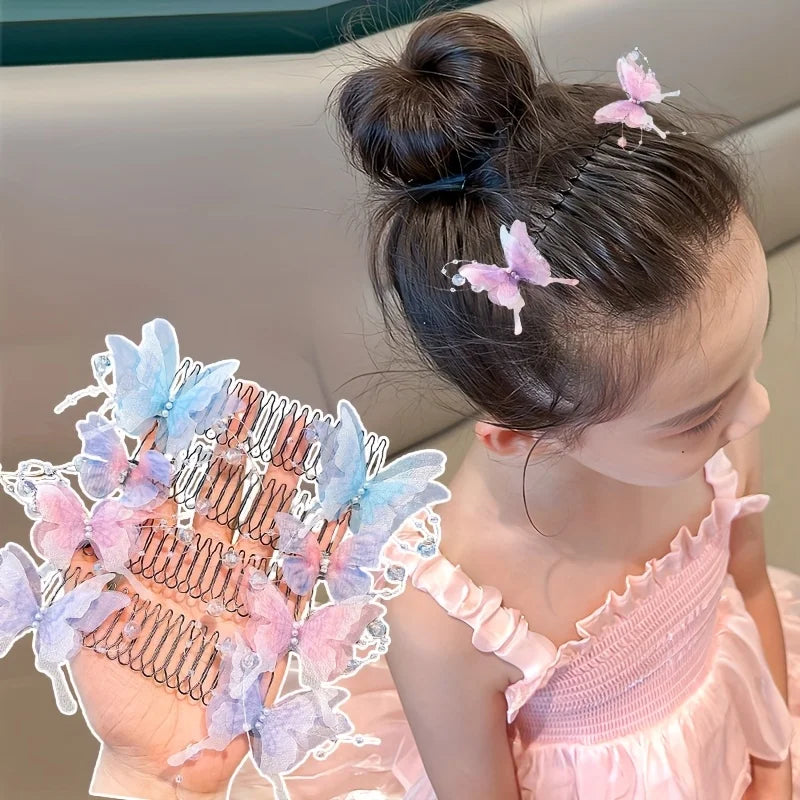 Cute Invisible Butterfly Hair Clip U-Shaped Stretchable Butterfly Hair Clip Qme