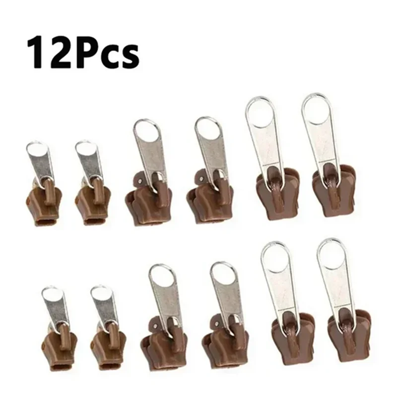 Universal Zipper Repair Kit – Replacement Zip Sliders | 9 Colors Zipper Repair Kit Qme 12pcs coffee