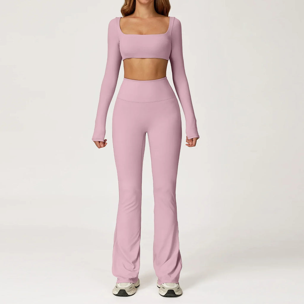 Women's Quick-Dry Yoga Tracksuit – 2-Piece Long Sleeve Set Yoga Tracksuit Set Qme