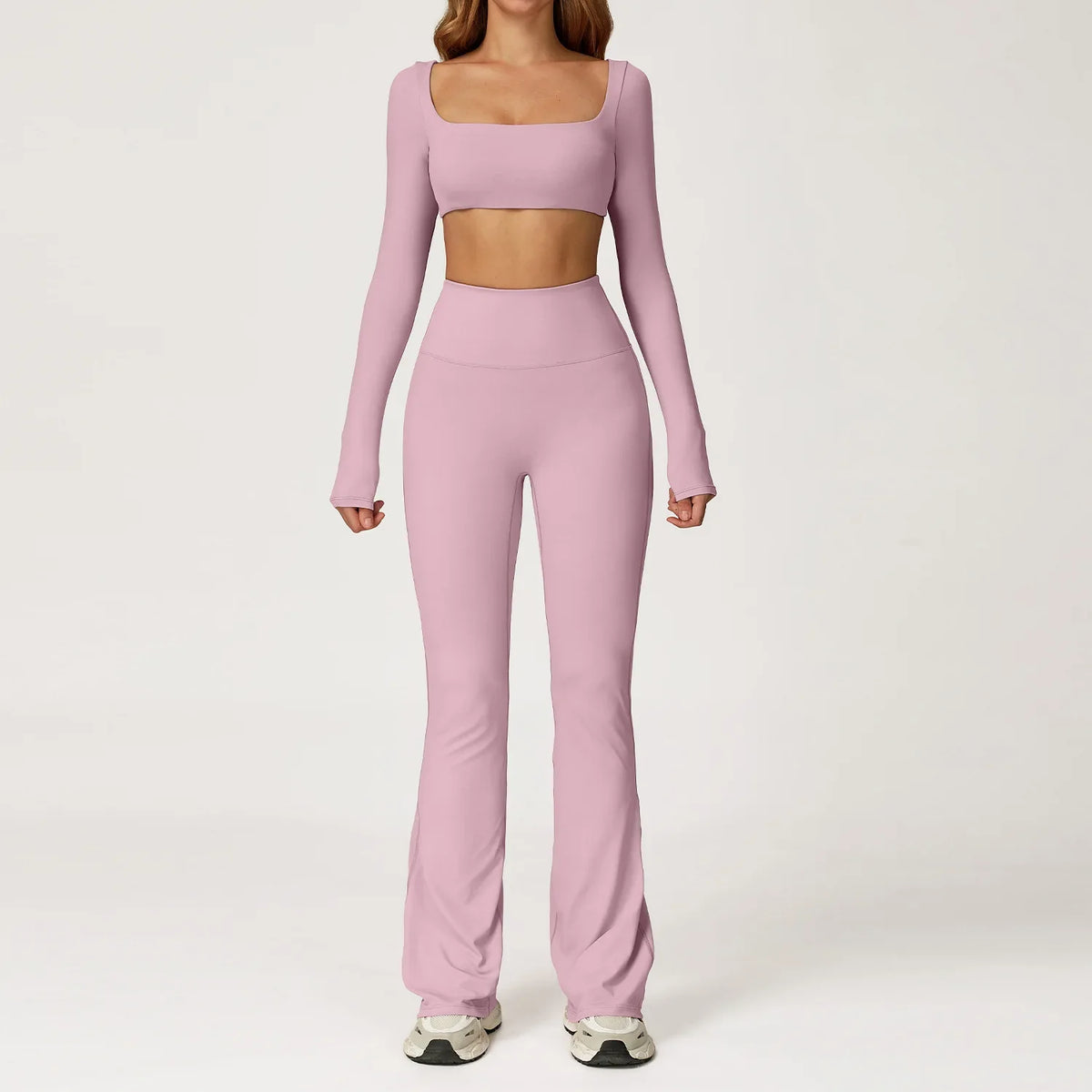 Women's Quick-Dry Yoga Tracksuit – 2-Piece Long Sleeve Set Yoga Tracksuit Set Qme