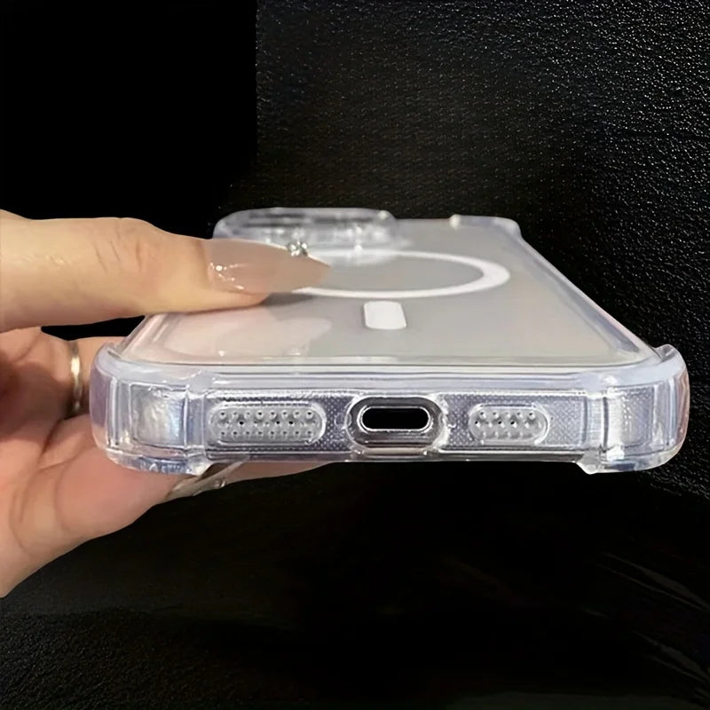 Magnetic Wireless Charging iPhone Case – Clear Hard Shell Wireless Charging Phone Case Qme