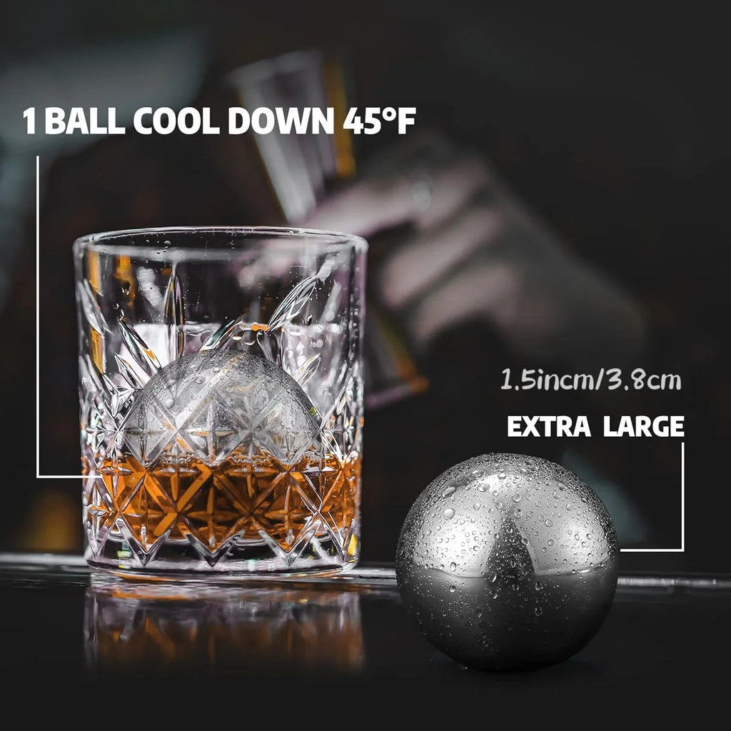 Reusable Stainless Steel Whisky Chilling Balls – Set of 2 Whisky Chilling Stones Qme