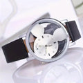 Kids Girls Cute Cartoon Quartz Wristwatch – PU Strap Kids Quartz Watch Qme black